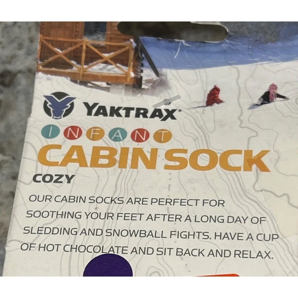 Yaktrax Infant‎ Cozy Cabin Socks Blue Gray Black Kids Baby Set of 2